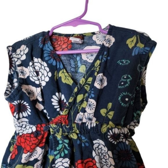 Tea Collection Whale Blue Lily Pond Surplice Dress Size 5 Years Floral True Wrap - Picture 3 of 6